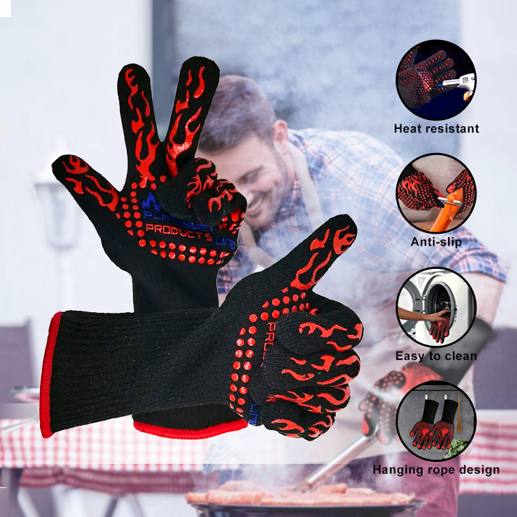 Пользовательские термостойкие силиконовые перчатки для коптильни, гриля, барбекю, кухни, микроволновой печи, ручные перчатки с держателем для кастрюль