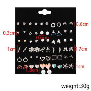 Korean Style Fashionable Heart <b>Earring</b> Set 30 Pairs Pearl Leaf Design Gift Jewelry Zinc Alloy Steel <b>Posts</b> - Product Image 5