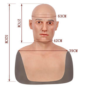 Disfraz de Mascarada, accesorios a prueba de silicona, tocado completo, máscara de cabeza de hombre joven, Calvo para actores, filmación, tiro, Cosplay - Product Image 2