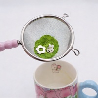 Accessoires de filtration pour café, thé et matcha : tamis à matcha en acier inoxydable 304 de qualité alimentaire OEM, agitateur métallique à billes, motif dessin animé mignon