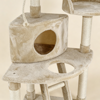 Arbre à chat multi-niveaux gris avec empreintes de pattes, poteaux en sisal, condo et perchoir en peluche avec jouet suspendu, mobilier d'intérieur pour chatons