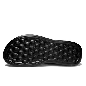 HappyChina elegante uomo con logo personalizzato sandalo nero in vera pelle con cinturino sandali da esterno casual sandali da scivolo - Product Image 5
