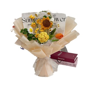 ช่อดอกไม้ถักโครเชต์แฮนด์เมด สร้างสรรค์ รูปดอกทานตะวัน สำหรับของขวัญวันรับปริญญาและวันแม่ - Product Image 5