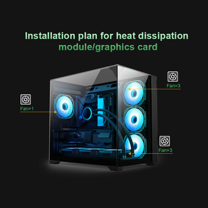 Boîtier ATX Mid Tower avec USB Type-C frontal, prend en charge les GPU de 400 mm de long, refroidisseur CPU de 165 mm, montage vertical, châssis <span class=keywords><strong>PC</strong></span> en verre trempé - Product Image 5