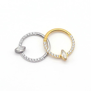 Anillo de Nariz de Acero Inoxidable con Bisagras, Forma de Gota de Agua, Engaste de Bisel, Joyería para Uso Diario DQ00035 - Product Image 3
