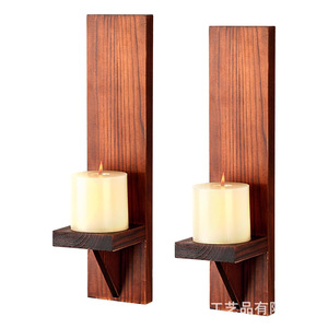 <b>Wall</b> <b>Mounted</b> Wooden Candle Holder <b>Shelf</b> Rectangle Decorative For Bedroom Living Room - Product Image 5