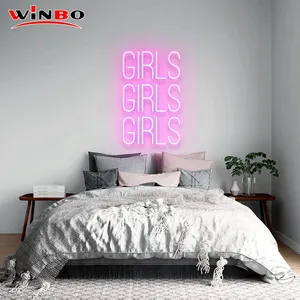 Winbo Logo Desain Gratis Huruf Kustom Lampu Neon Tanda Led Lampu Neon Kecil Selamat Ulang Tahun untuk Kamar Tidur Pesta Pernikahan Natal