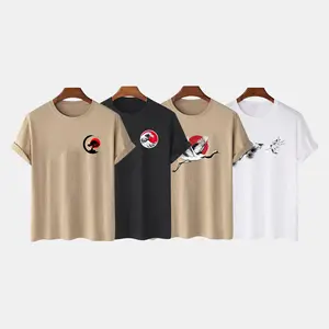 Loose T-shirt men's short sleeve T-shirt summer 2022 new Chinese style printed round collar men's silk screen printing t-shirts
