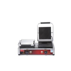 Machine à sandwichs électrique <span class=keywords><strong>Double</strong></span> plaque en acier inoxydable <span class=keywords><strong>Double</strong></span> têtes Contact Commercial grilles de barbecue <span class=keywords><strong>Panini</strong></span> <span class=keywords><strong>Grill</strong></span> - Product Image 1