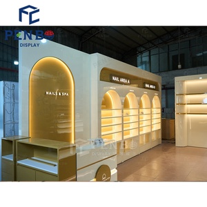 Chất lượng cao sản phẩm chăm sóc da sơn móng tay bán lẻ tủ trưng bày LED chiếu sáng tường gỗ <span class=keywords><strong>Showcase</strong></span> đồ nội thất cho cửa hàng làm móng tay - Product Image 4