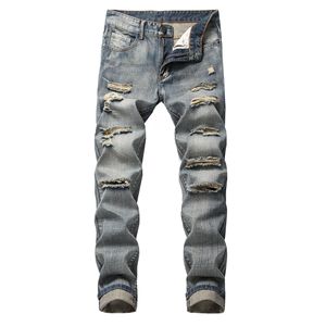 Pantaloni Jeans da <span class=keywords><strong>Uomo</strong></span> di Design alla <span class=keywords><strong>Moda</strong></span> Stile High <span class=keywords><strong>Street</strong></span> con Logo Personalizzato, Strappati, con Lavaggio, Effetto Usurato, Stampa Leggera, Stile Streetwear all'Ingrosso - Product Image 6