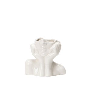 Ornamento di arte del corpo bianco <span class=keywords><strong>con</strong></span> supporto del viso <span class=keywords><strong>vaso</strong></span> in ceramica creativo per la decorazione della casa - Product Image 1