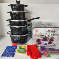 Batterie de cuisine de luxe 21 pièces en aluminium, nouvelle collection, casseroles écologiques pour usage domestique, incluant une marmite et une cocotte carrée – Vente Flash