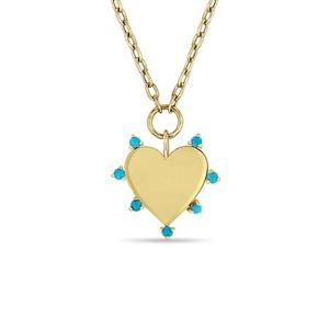 Collar de moda superventas de <span class=keywords><strong>2025</strong></span> para mujer, collar con colgantes en forma de corazón de siete piedras turquesas redondas - Product Image 1