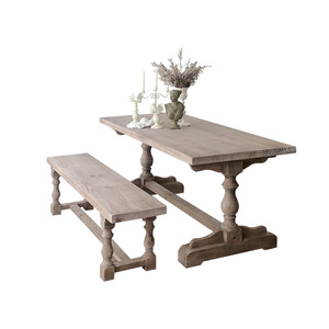 Tavolo da Pranzo Commerciale Rettangolare <span class=keywords><strong>in</strong></span> <span class=keywords><strong>Legno</strong></span> Massello Stile Retrò Americano Country, Finitura Anticata Silenziosa, per Ristorante - Product Image 5