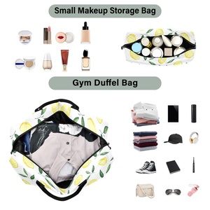 Sac de sport de grande capacité de qualité supérieure avec motif citron et logo personnalisé, ensemble avec trousse de toilette - Product Image 4