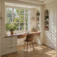 SNLFEIER Armoire de rangement, bureau et bibliothèque en bois sur mesure, style crème français, pour chambre et bureau à domicile