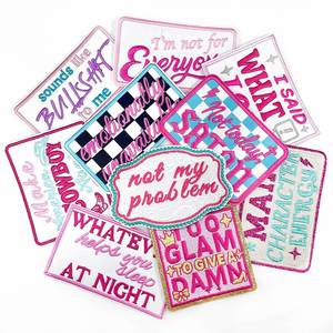 Patch thermocollant brodé à bords pailletés, motif Checker American Slang Cowboy I Said What I Said, pour la décoration de chapeaux et de sweats à capuche - Product Image 4