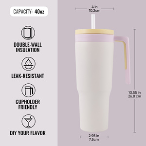 40oz Stainless Steel Tumbler With Soft Silicone Handle Detachable <b>Tea</b> Fruit <b>Infuser</b> Cup Holder Friendly Leakproof Daily Drinks - Product Image 5