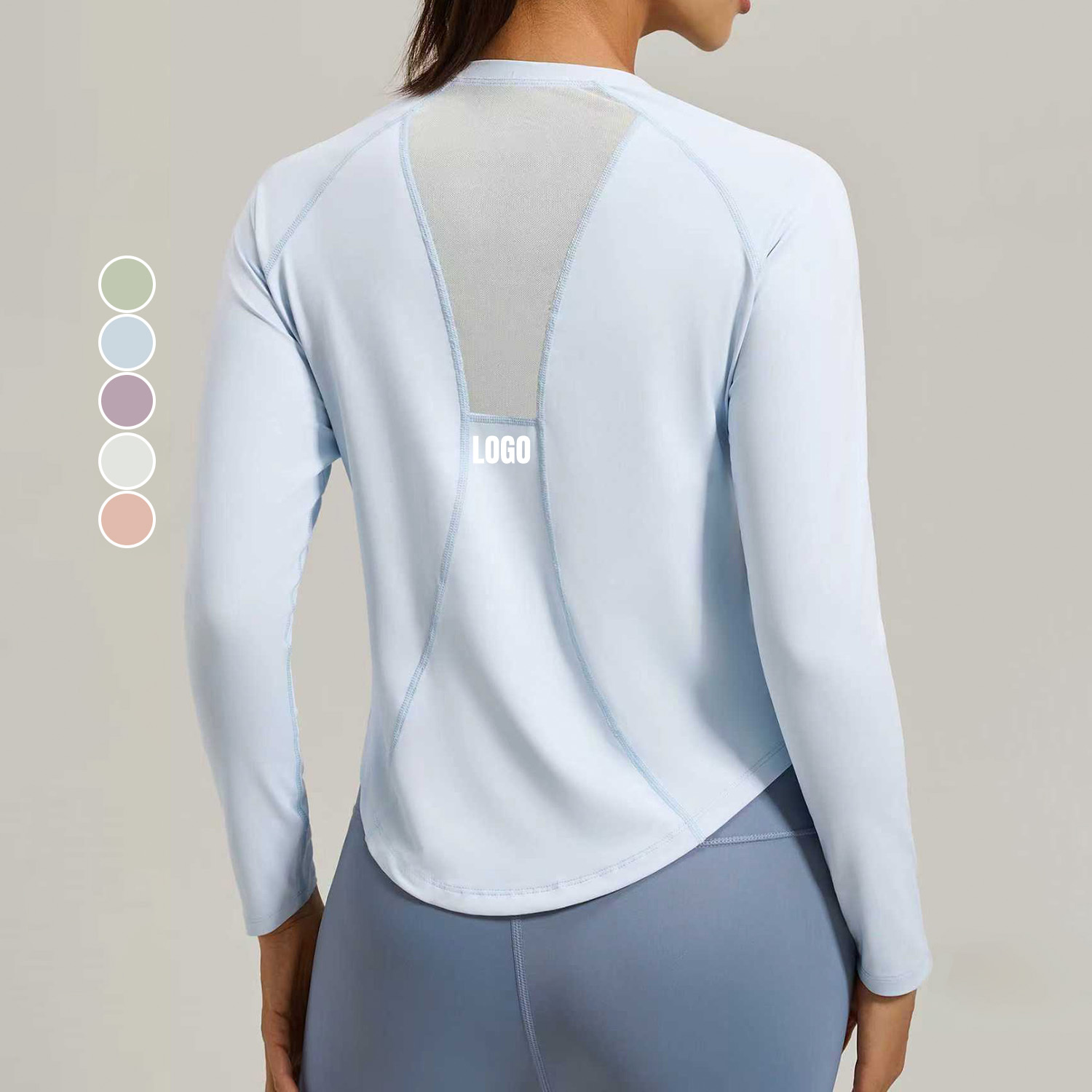 Wholesale Quick Dry Ladies Long Sleeve Gym Shirts Running Training Comfortable Loose Workout Tee Breathable Mesh Yoga T-Shirt