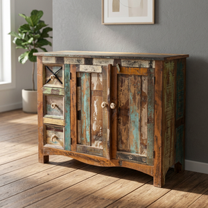 Industrial & Vintage Indian Solid Old Reclaimed Wood Farmhouse Villa Home Storage Furniture Cheap Antique Living Room <b>Cabinet</b> - Product Image 3