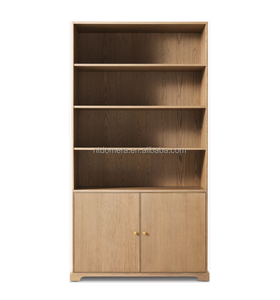 RH legno massello impiallacciatura scaffale regolabile pomello ottone libreria - Product Image 1