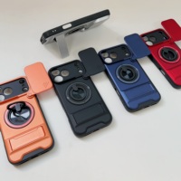 Étui de téléphone multifonctionnel pour 17 Pro Max, support d'anneau, double support, fenêtre coulissante, magnétique, simple, 2 en 1, support de téléphone