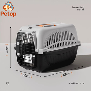 Petop Factory - Transporteur pour animaux de compagnie approuvé par les compagnies aériennes - Taille standard - Respirant - Léger - Plastique - Pour les voyages <span class=keywords><strong>en</strong></span> <span class=keywords><strong>voiture</strong></span> et <span class=keywords><strong>en</strong></span> train - Avec verrou de sécurité - Product Image 1