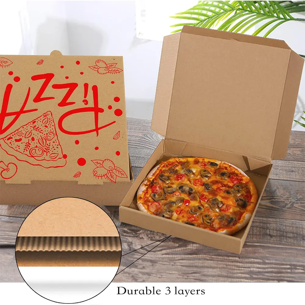 Kotak Pizza kertas karton bergelombang cetak kartun ramah lingkungan Logo kustom