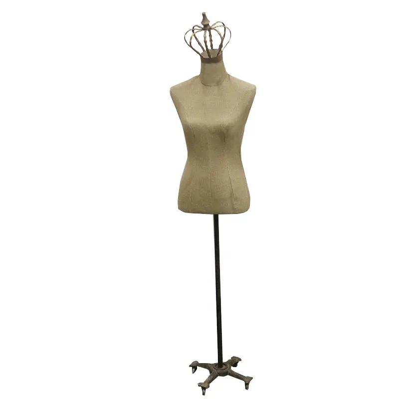 Luckywind Home Decor Wielen Vrouwelijke Metalen Stand Decoratieve Antieke Oude Mannequin,Crown Top Vrouwelijke Mannequins Op Wielen