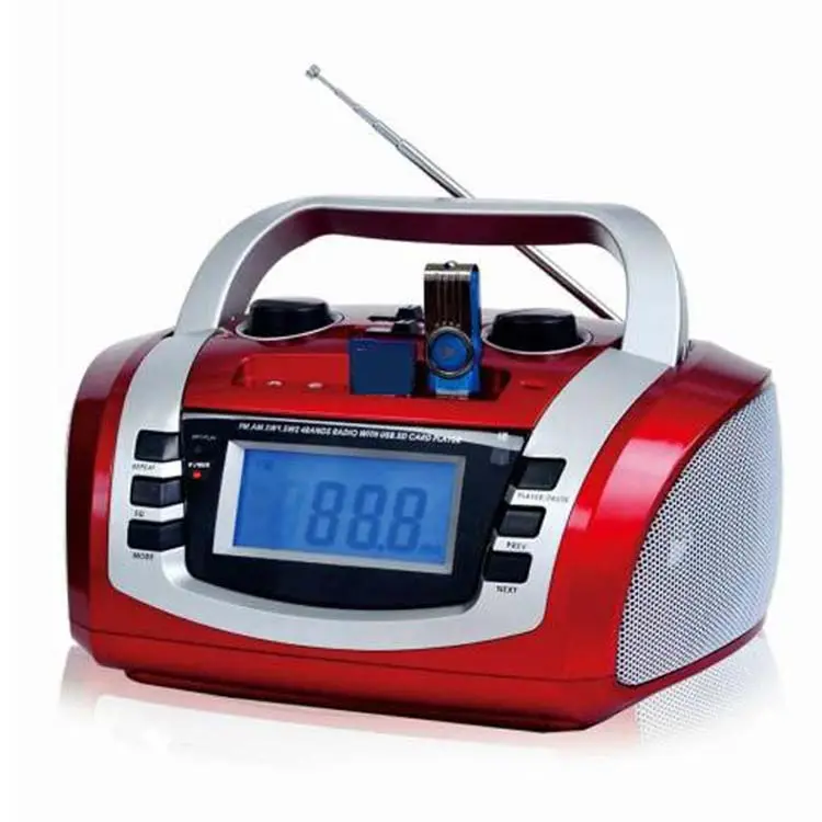 Eletree Gf-933Rc Party Red Magic Hi Fi Lcd 4 Band Am Fm Sw1 2 Usb Sd Music Player Bateria Boombox Speaker