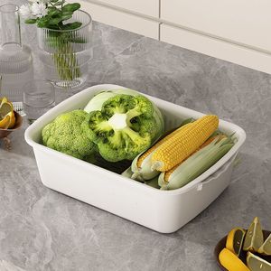 <b>Large</b> square Dust-proof Drainer Rack with <b>Tray</b> White <b>Large</b> Capacity for Home Use Fruit and Vegetable Kitchen Drainers - Product Image 4