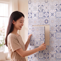 Ubin Dinding Mosaik Tempel & Tempel, PVC Tebal Perekat Sendiri, Tahan Air Tahan Api Tahan Aus, Dekorasi Dinding Rumah Grosir