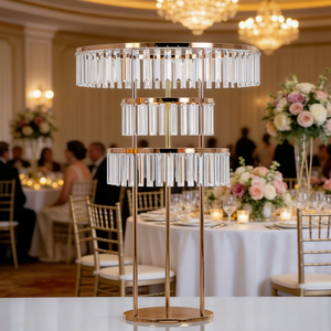 XWLC Royal Diamond Luxueux Support à Fleurs en Métal Doré <span class=keywords><strong>et</strong></span> Acrylique en Forme de Grande Roue, Centre de <span class=keywords><strong>Table</strong></span> pour Mariage <span class=keywords><strong>et</strong></span> Anniversaire, Décoration de Gâteau Facile - Product Image 1