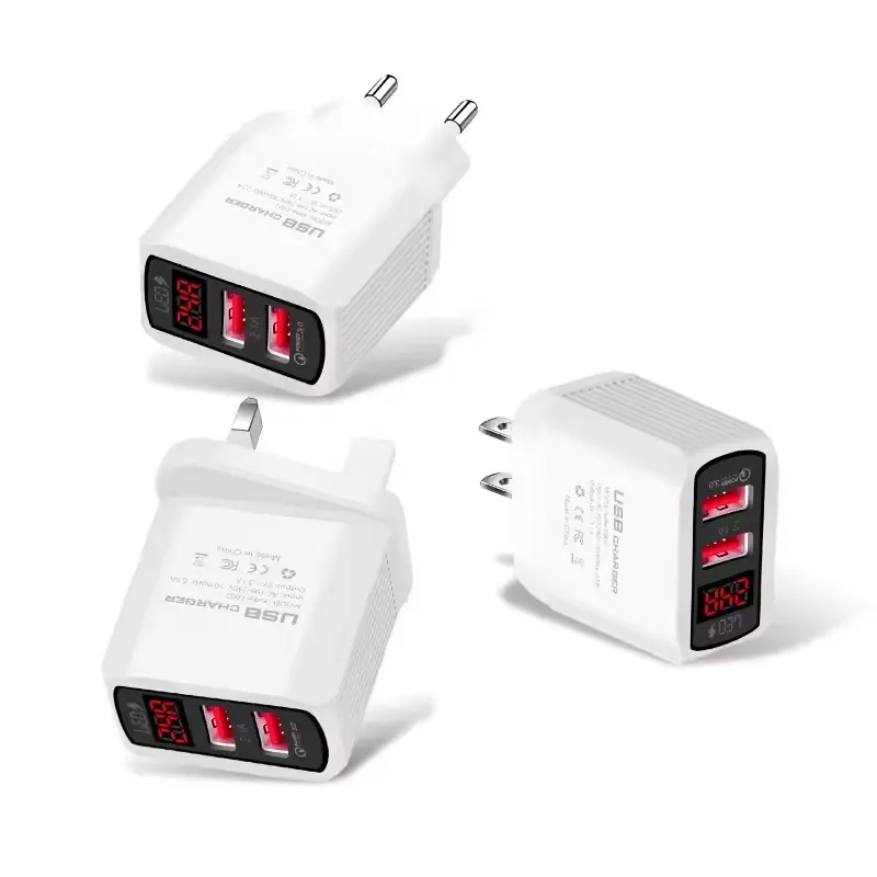 5V2.4A Multi-Port USB-Ladegerät smart digitales Anzeige-Strom-Spannungs-Ladekopf geeignet für Mobiltelefonanlage