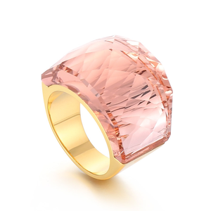 Nouvelle arrivée, bague tendance pour femme en acier inoxydable 316L plaqué or 18 carats, micro-pavé incrusté de cristaux multicolores - Product Image 2