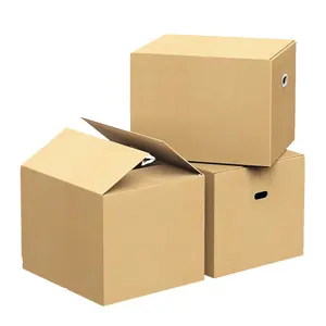 Kotak karton kemasan 3 lapis kotak pengiriman coklat logo kustom grosir kotak kardus bergelombang datar besar