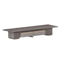 Table de conférence exécutive moderne avec armoire CPU dissimulée, base cannelée, éclairage LED intégré, extensible pour 12 personnes, idéale pour salle de réunion d'hôtel
