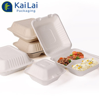 Scatola da pranzo a conchiglia bagassa usa e getta per Fast Food 6 pollici biodegradabile per Hamburger a conchiglia
