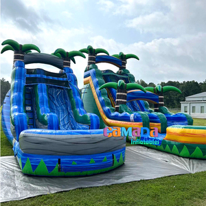 Structure gonflable de location pour événements : toboggan double avec mur d'escalade, glissades aquatiques en PVC 0,55 mm avec double piscine pour fêtes d'anniversaire et festivals - Product Image 5