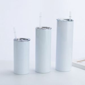 Vaso térmico de acero inoxidable de doble pared y vacío de 12 oz con popote, personalizado para sublimación transfronteriza - Product Image 5