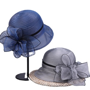 Chapeau d'église en organza élégant pour femmes Kentucky <span class=keywords><strong>Derby</strong></span> Fascinator Cap Tea Party Cap Chapeau de mariage à large bord avec couvre-chef de tournesol - Product Image 1