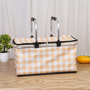 Nouveau style panier isotherme portable pliable en tissu Oxford avec poignée, grande capacité, pour pique-nique et livraison de fruits en extérieur - Product Image 1