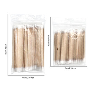 100 unids/bolsa puntas de uñas rosas hisopo de madera palos de limpieza Punta de brote 7cm/10cm cabeza de algodón de madera <span class=keywords><strong>manicura</strong></span> removedor de esmalte de uñas herramienta de uñas - Product Image 4
