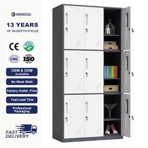 <span class=keywords><strong>Armadio</strong></span> in Acciaio a Nove <span class=keywords><strong>Ante</strong></span> Bicolore, Guardaroba <span class=keywords><strong>Metallico</strong></span> con Ripiani, Organizzatore per Camera da Letto, Scuola, Dormitorio, Casa - Product Image 1