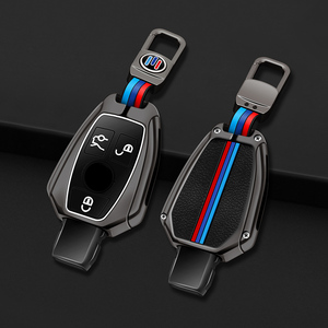 Étui à clés en alliage de zinc antichoc et durable, design à rayures de course pour <span class=keywords><strong>Mercedes</strong></span>-Benz GT R/180, <span class=keywords><strong>porte</strong></span>-clés auto (3 boutons) - Product Image 1