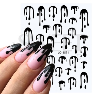 Autocollants de <span class=keywords><strong>manucure</strong></span> Halloween 3D Goutte d'eau Rouge <span class=keywords><strong>Noir</strong></span> Sang Feu Design d'art d'ongles pour les fêtes Décalcomanies Décoration de <span class=keywords><strong>manucure</strong></span> - Product Image 4