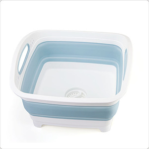 Kitchen Extendable Square Sink Plastic <b>Vegetable</b> Washing Folding Basin Storage Design Easy To Clean Matte Surface - Product Image 1