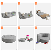 Canapé design européen Ensemble de mobilier canapé semi-circulaire incurvé gris Teddy Canapé de salon design moderne en tissu micro-daim