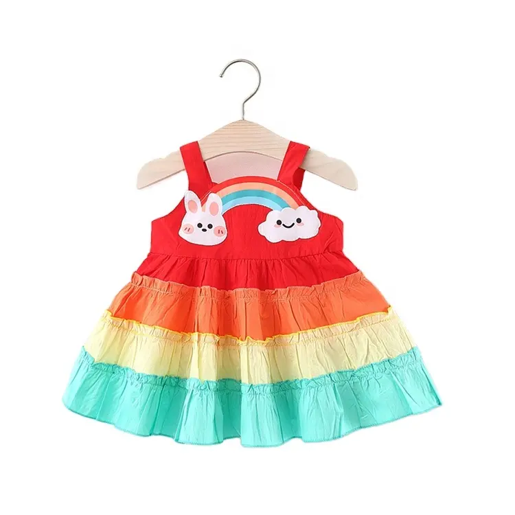 Wholesale Colorful Baby Girls Dresses Boutique Sleeveless Baby Girl Dress Summer Lovely Baby Girl Dress